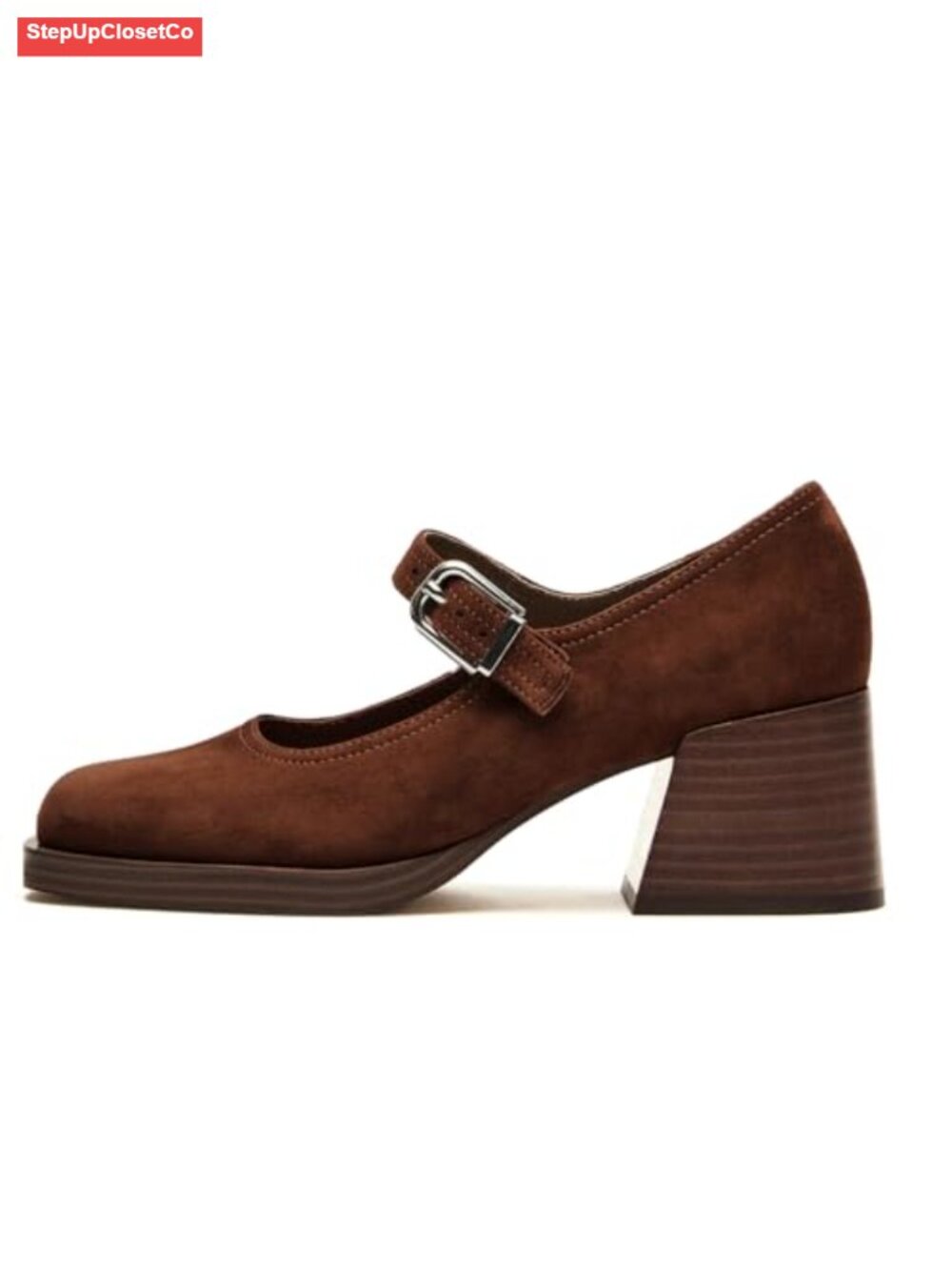 Mary Janes Heels Women Square Toe Platform Chunky Heel Loafers
